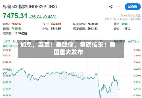 加息	，突变！美联储，重磅传来！美国重大发布-第1张图片