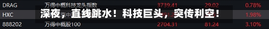 深夜，直线跳水！科技巨头，突传利空！-第2张图片